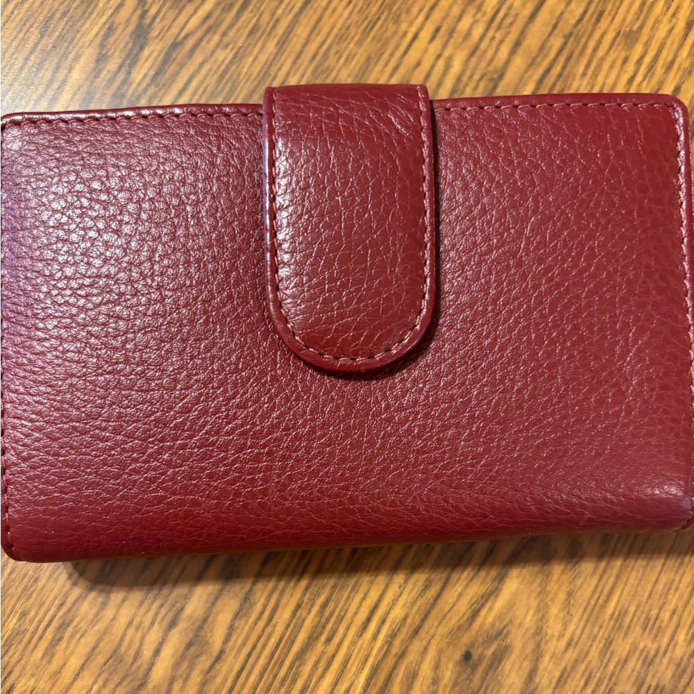 mundi Red Leather Snap Wallet